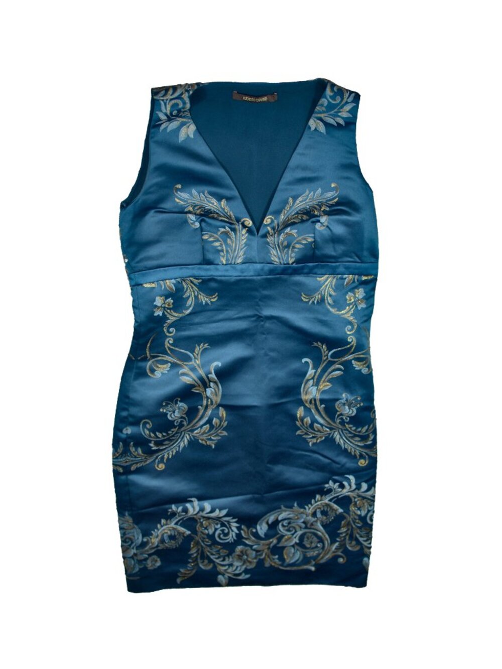 Roberto Cavalli Blue Printed Silk Dress